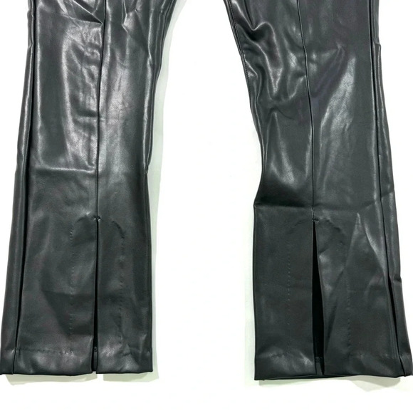 Abercrombie The Skinny Ultra High Rise Pants Faux Leather Black Split Hem - Picture 4 of 10